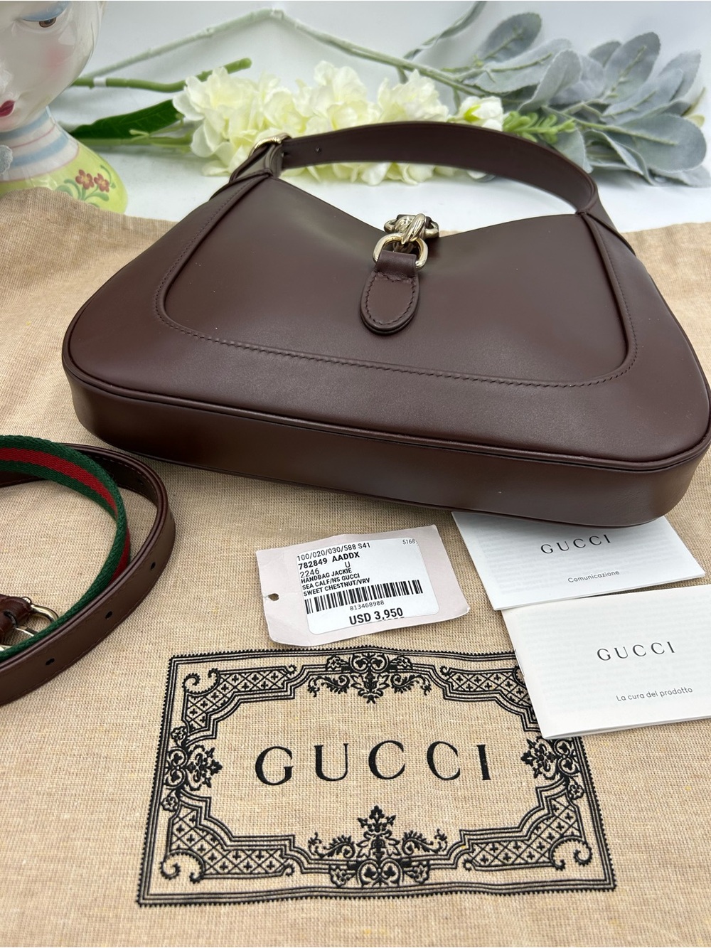 Women's Gucci Jackie 1961 calf skin Leather shoulder Bag made in Italy - Picture 8 of 16